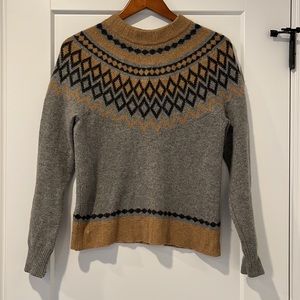 J. Crew Gray and Brown Patterned Sweater